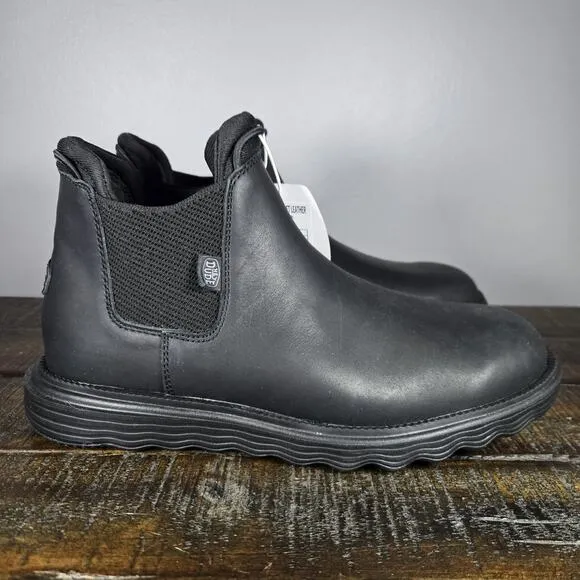 NEW Hey Dude Branson Classic Boot Womens Size 11 Water Repellent Black Leather