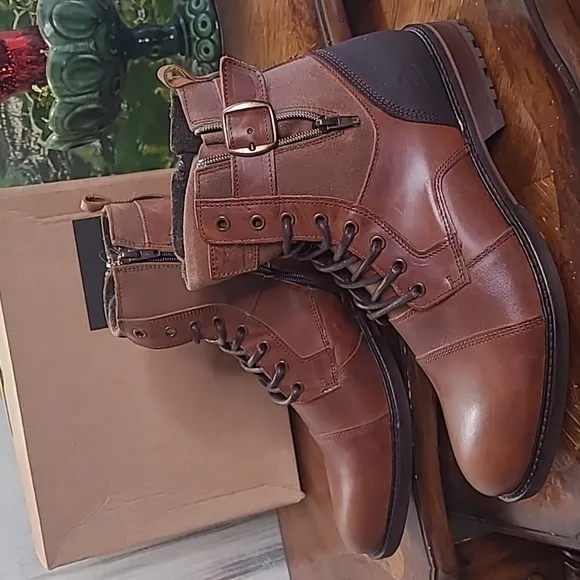 New in box! Bull Boxer 45 Mens 11.5 leather chukka lace up ankle boots cognac