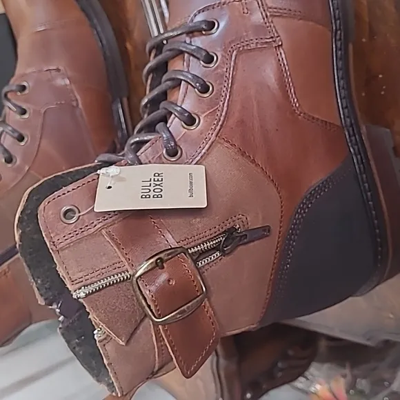 New in box! Bull Boxer 45 Mens 11.5 leather chukka lace up ankle boots cognac