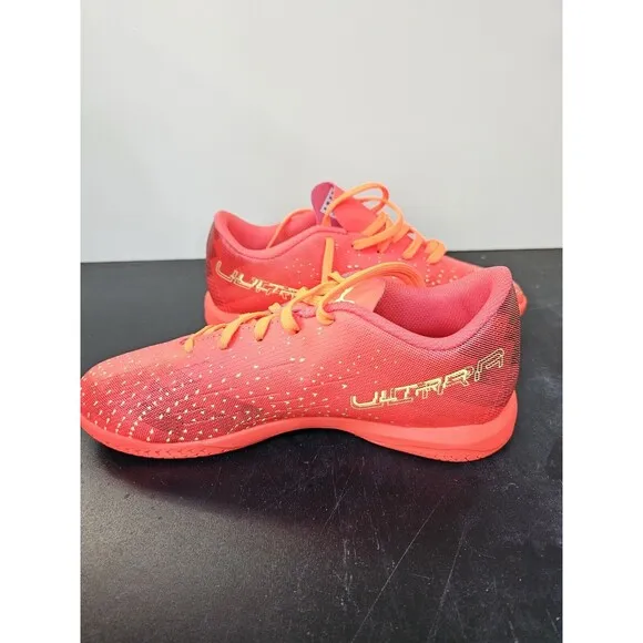 New KIDS Size 5C Orange Puma Ultra Play It Jr Indoor Soccer Shoes 106927-03