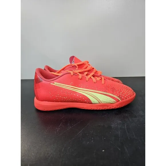 New KIDS Size 5C Orange Puma Ultra Play It Jr Indoor Soccer Shoes 106927-03