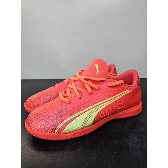 New KIDS Size 5C Orange Puma Ultra Play It Jr Indoor Soccer Shoes 106927-03