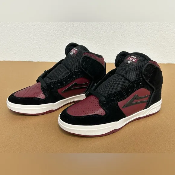 NEW! Lakai Skateboard Shoes Sneakers Telford Black/Burgundy Suede Size 5 Youth