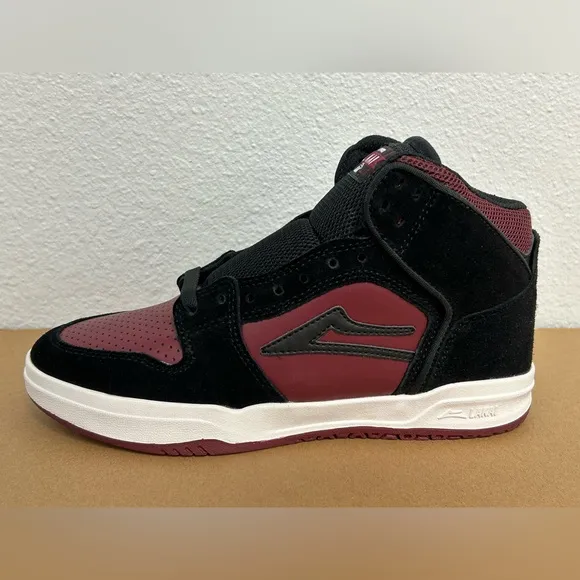 NEW! Lakai Skateboard Shoes Sneakers Telford Black/Burgundy Suede Size 5 Youth