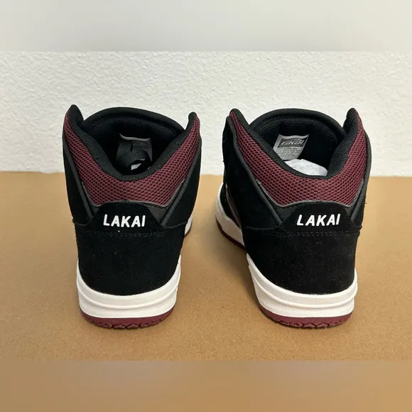 NEW! Lakai Skateboard Shoes Sneakers Telford Black/Burgundy Suede Size 5 Youth