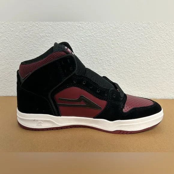 NEW! Lakai Skateboard Shoes Sneakers Telford Black/Burgundy Suede Size 5 Youth