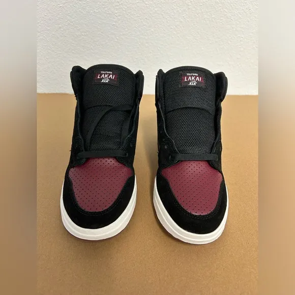 NEW! Lakai Skateboard Shoes Sneakers Telford Black/Burgundy Suede Size 6
