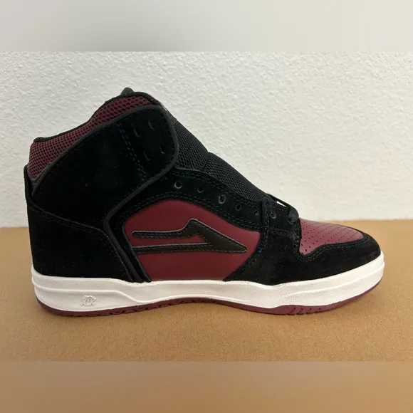 NEW! Lakai Skateboard Shoes Sneakers Telford Black/Burgundy Suede Size 6
