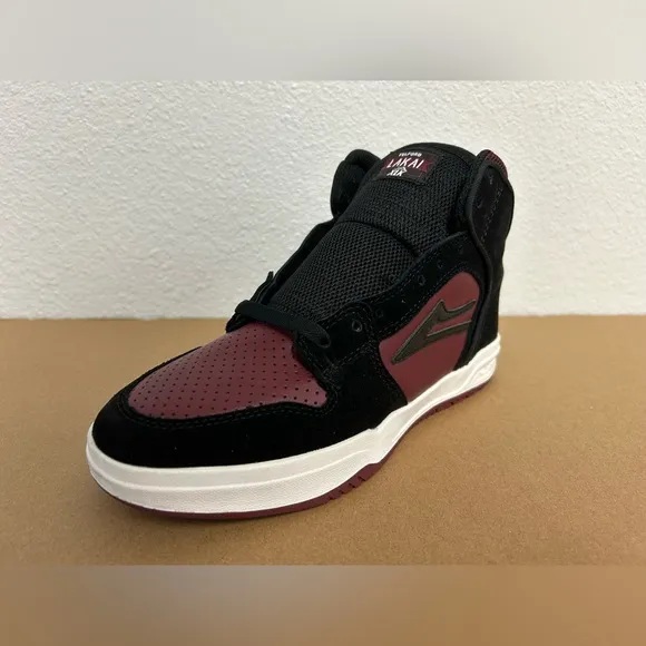 NEW! Lakai Skateboard Shoes Sneakers Telford Black/Burgundy Suede Size 6