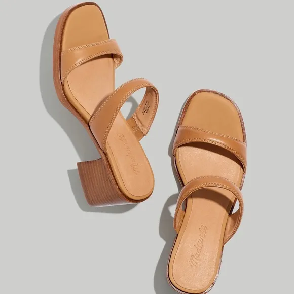 New MADEWELL The Saige Double-Strap Sandal in Leather in Desert Camel