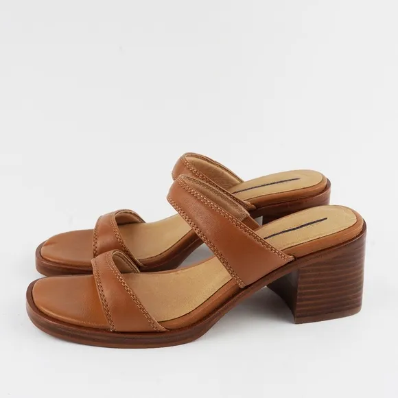 New MADEWELL The Saige Double-Strap Sandal in Leather in Desert Camel