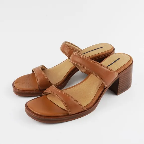 New MADEWELL The Saige Double-Strap Sandal in Leather in Desert Camel
