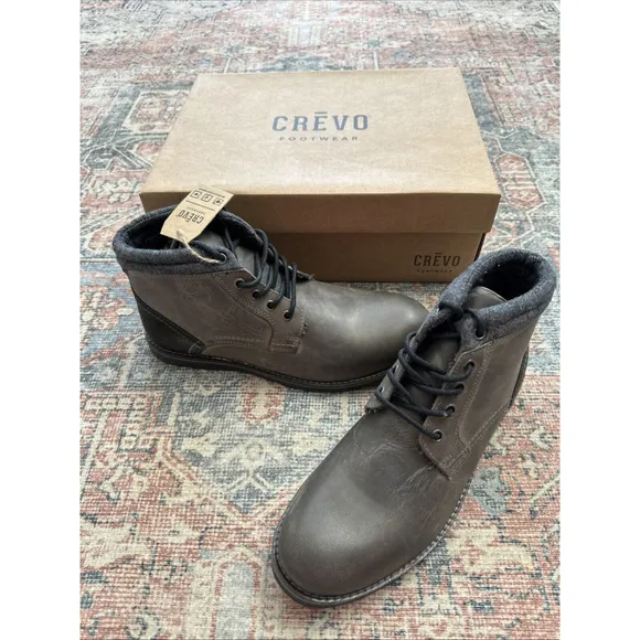 New Men`s Crevo Geoff Gray Leather Boots CV1423-020
