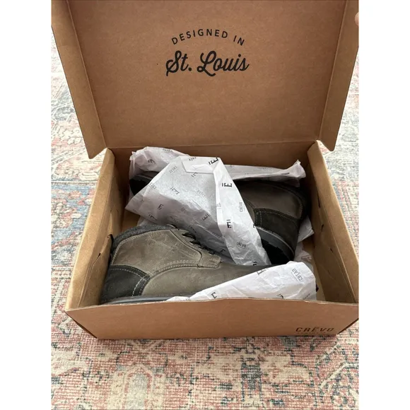 New Men`s Crevo Geoff Gray Leather Boots CV1423-020