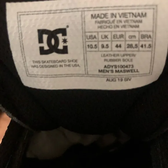 NEW Men’s Dc Maswell Black Skate Shoes Size 7 US!