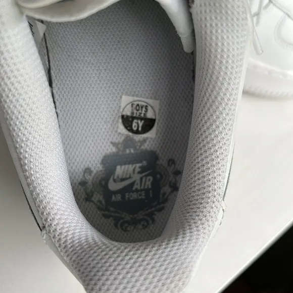 New Nike Air Force 1 White Sneakers, size 6Y
