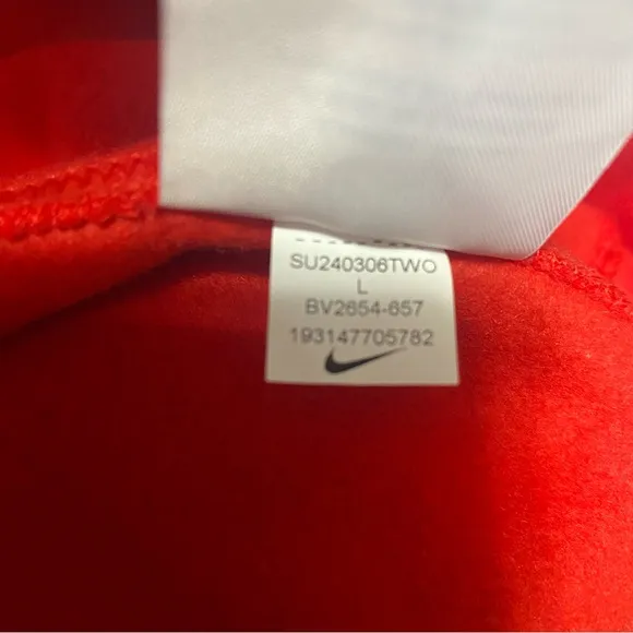 New Nike Mens Large Red Classic Hoodie