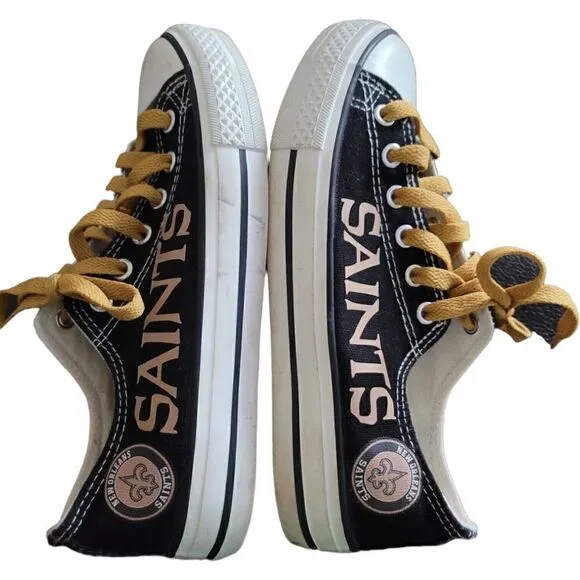 New Orleans Saints Football Team Fan Shoes Womens Size 5 /35 Black &amp; Gold
