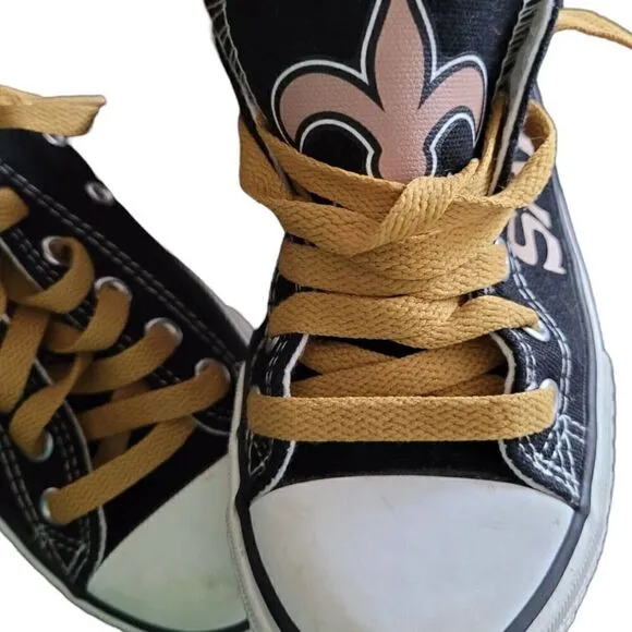 New Orleans Saints Football Team Fan Shoes Womens Size 5 /35 Black &amp; Gold