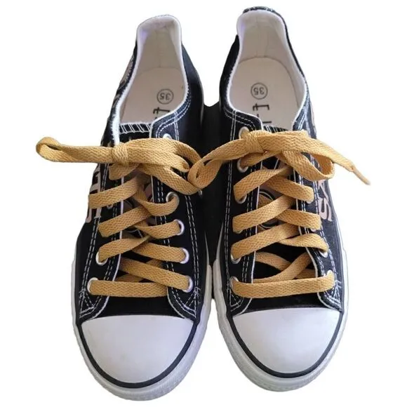 New Orleans Saints Football Team Fan Shoes Womens Size 5 /35 Black &amp; Gold
