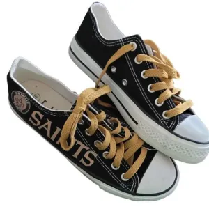 New Orleans Saints Football Team Fan Shoes Womens Size 5 /35 Black &amp; Gold