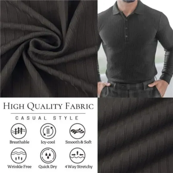 New Polo Shirts for Men Slim Fit Short Sleeve Long Sleeve-black