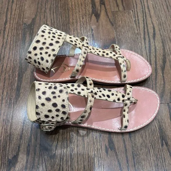 NEW Sam Edelman Mollie Tan Leather Ankle Strap Open Toe Strappy  Sandals Sz 7.5