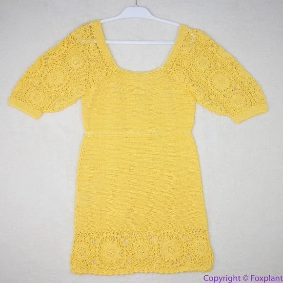 NEW Spell LET THE SUNSHINE IN‎ CROCHET MINI DRESS, M