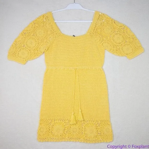 NEW Spell LET THE SUNSHINE IN‎ CROCHET MINI DRESS, M