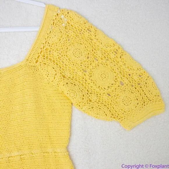 NEW Spell LET THE SUNSHINE IN‎ CROCHET MINI DRESS, M