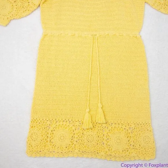NEW Spell LET THE SUNSHINE IN‎ CROCHET MINI DRESS, M