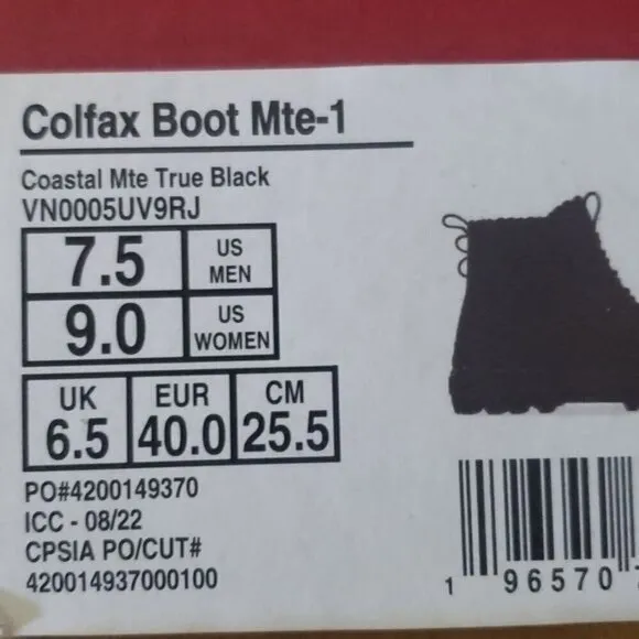 New Vans Colfax Ankle Boot Mte 1 Suede Waterproof Hiking Outdoor Black Shoes