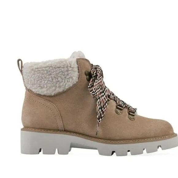 NEW WHITE MOUNTAIN Suede Gloving Oversized Lace Boots Beechwood women 462tn