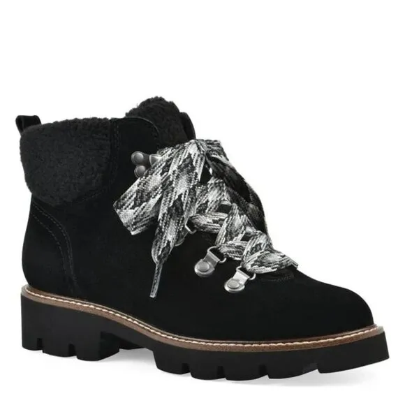 NEW WHITE MOUNTAIN Suede Gloving Oversized Lace Boots black for women 462tn