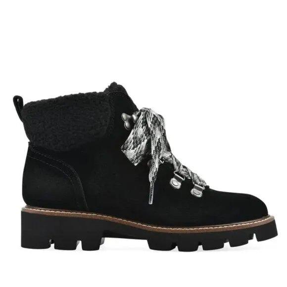 NEW WHITE MOUNTAIN Suede Gloving Oversized Lace Boots black for women 462tn