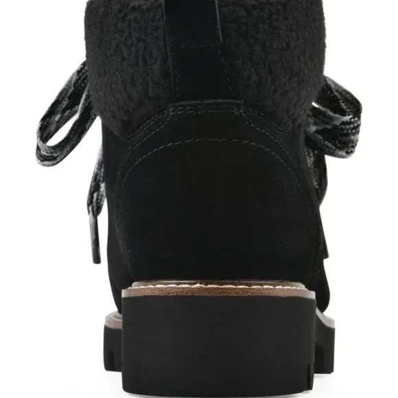 NEW WHITE MOUNTAIN Suede Gloving Oversized Lace Boots black for women 462tn