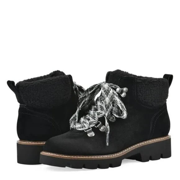NEW WHITE MOUNTAIN Suede Gloving Oversized Lace Boots black for women 462tn