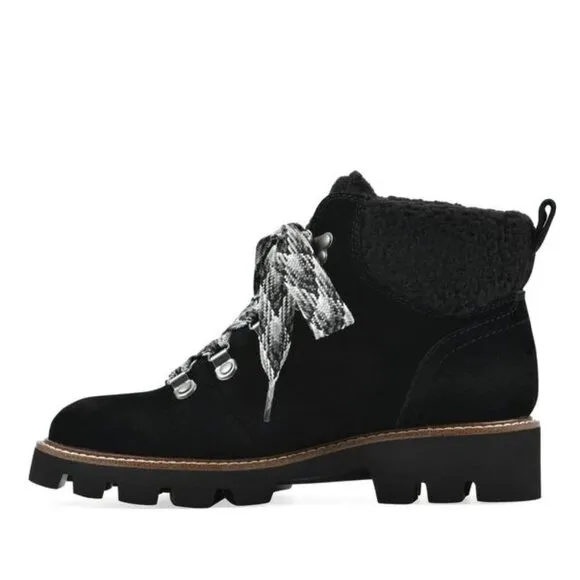 NEW WHITE MOUNTAIN Suede Gloving Oversized Lace Boots black for women 462tn
