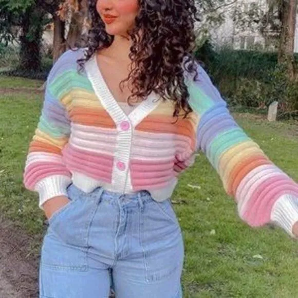 New Colorblock Button down Cardigan