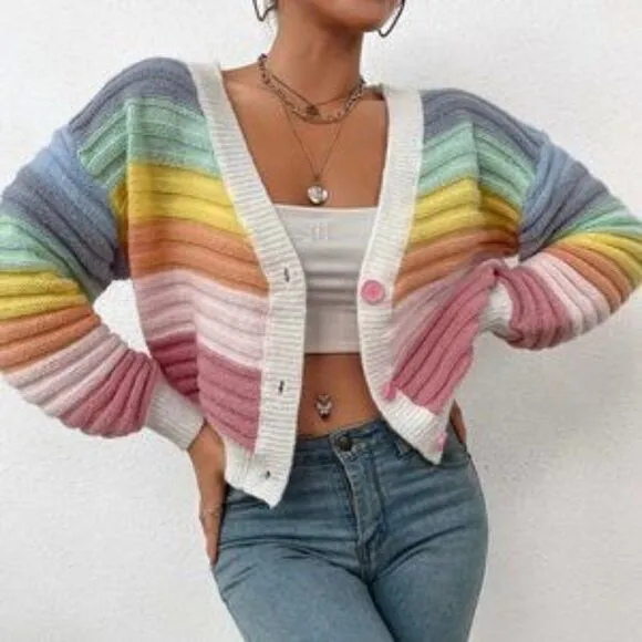 New Colorblock Button down Cardigan