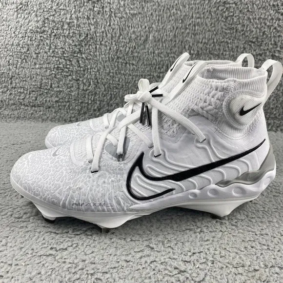 NEW NIKE ALPHA Huarache NXT MCS Cleats Mens 8.5 Shoes White Black‎ Baseball High