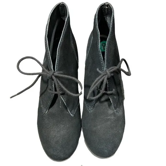 NEW White Mountain Icon Wedge Bootie Shoes Leather Suede Womens Size 8 Black