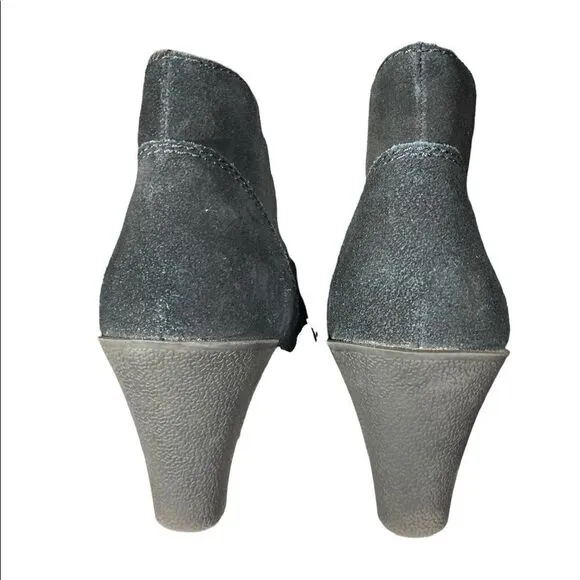 NEW White Mountain Icon Wedge Bootie Shoes Leather Suede Womens Size 8 Black