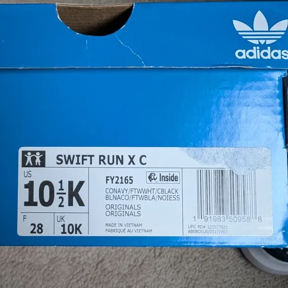 NIB Adidas Kids' Navy and White Sneakers, Kids Size 10.5
