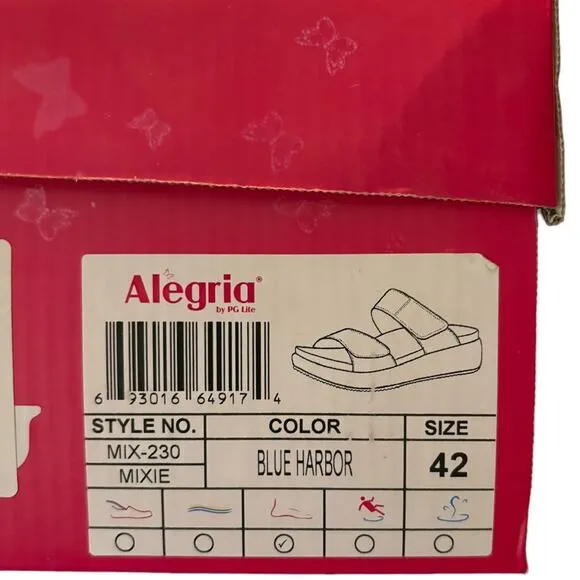 NIB Alegria Suede Sandals Women's Size 42 US 11.5 M Blue Harbor Adjustable NEW33