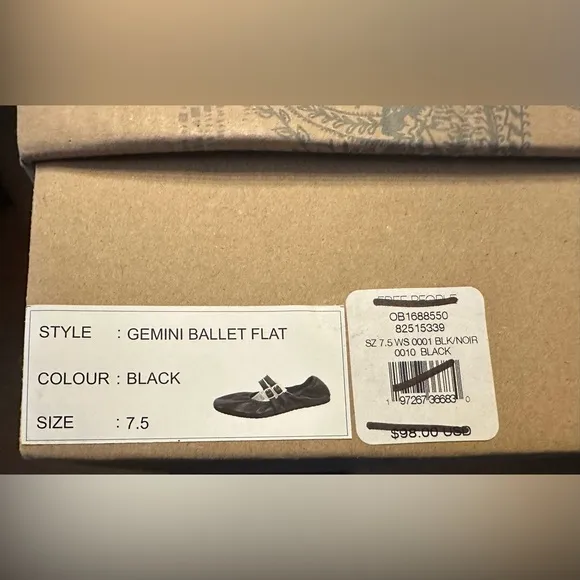 NIB Free People Gemini Ballet Flat Black with Buckles Classic Staple