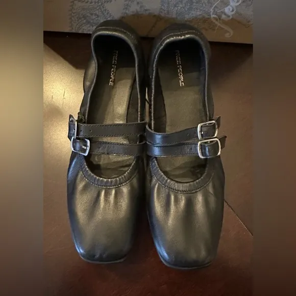 NIB Free People Gemini Ballet Flat Black with Buckles Classic Staple