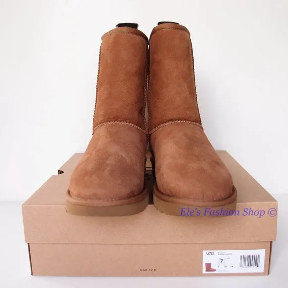 NIB UGG Classic Short II Genuine Sheepskin Boots Chestnut Brown US 7 AUTHENTIC