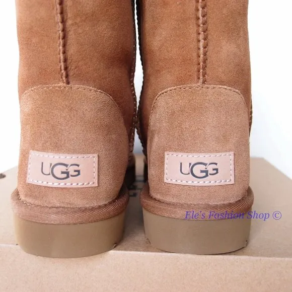 NIB UGG Classic Short II Genuine Sheepskin Boots Chestnut Brown US 7 AUTHENTIC