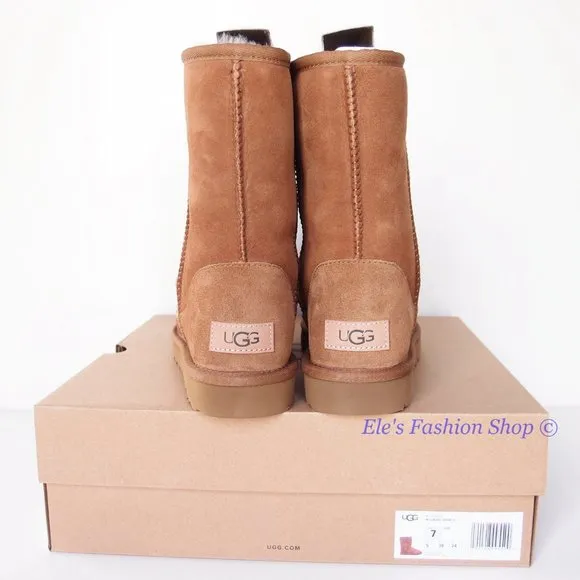 NIB UGG Classic Short II Genuine Sheepskin Boots Chestnut Brown US 7 AUTHENTIC
